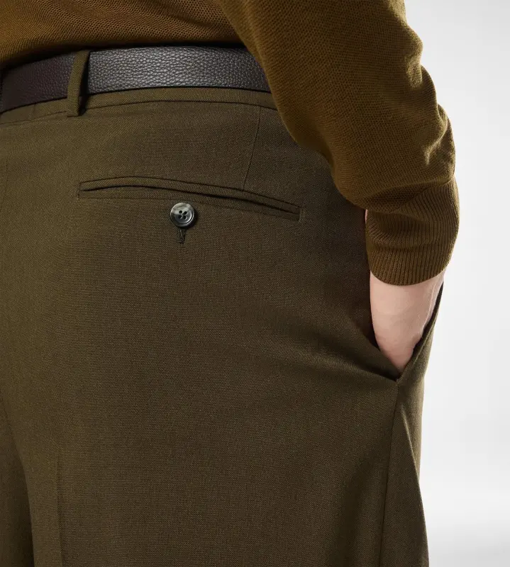 WOOL CASHMERE SILK REPS DOUBLE PLEAT PANT GREEN WOOD online